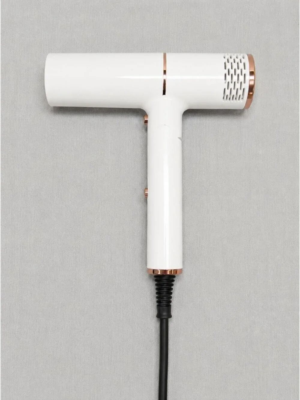 Portable Folding Hair Dryer White Rose Gold Compact Quick Dry w/ Attachment